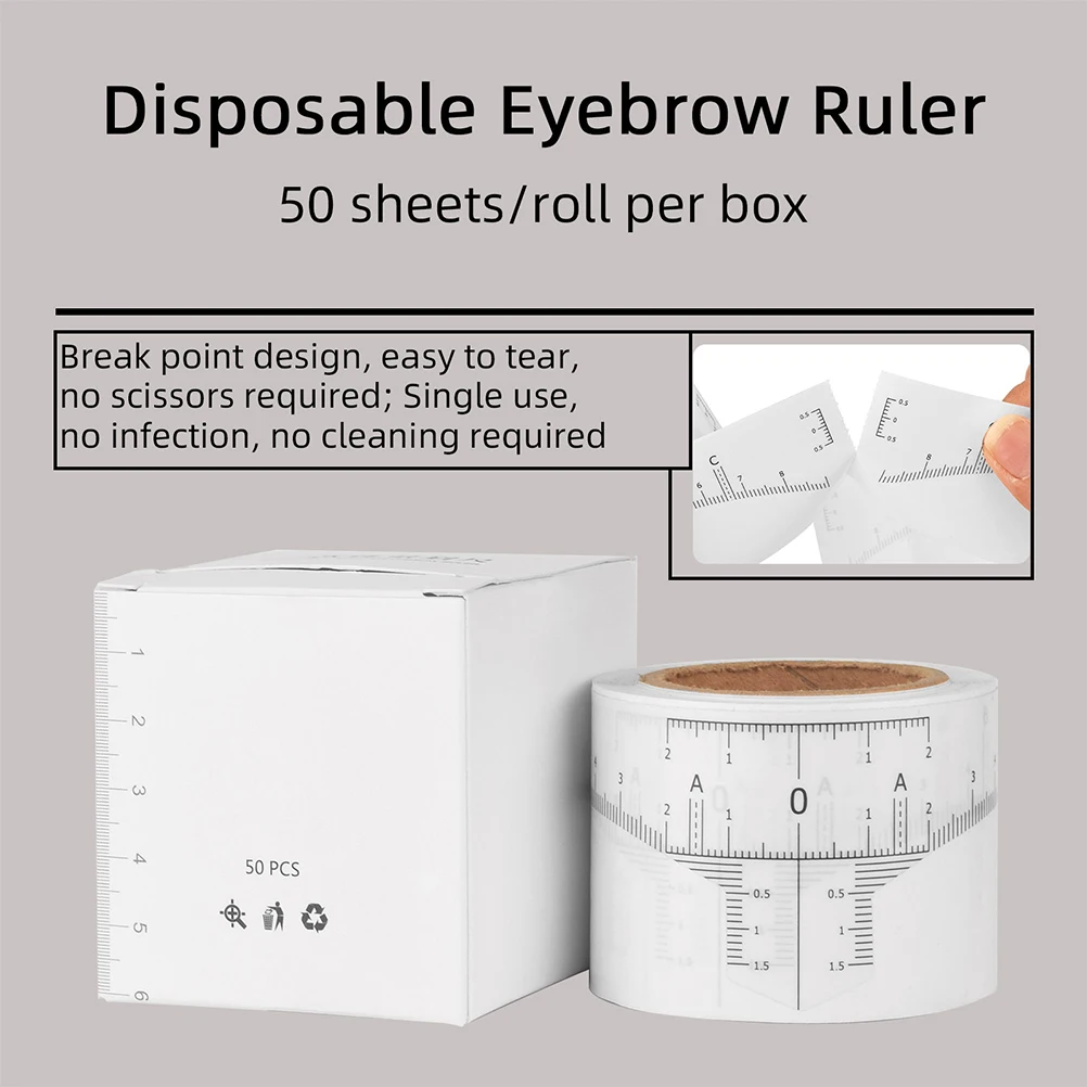Regla de posicionamiento de pegatinas desechables, marcador de cejas, plantilla moldeadora de medición para cejas simétricas, mapeo profesional, 50 Uds.