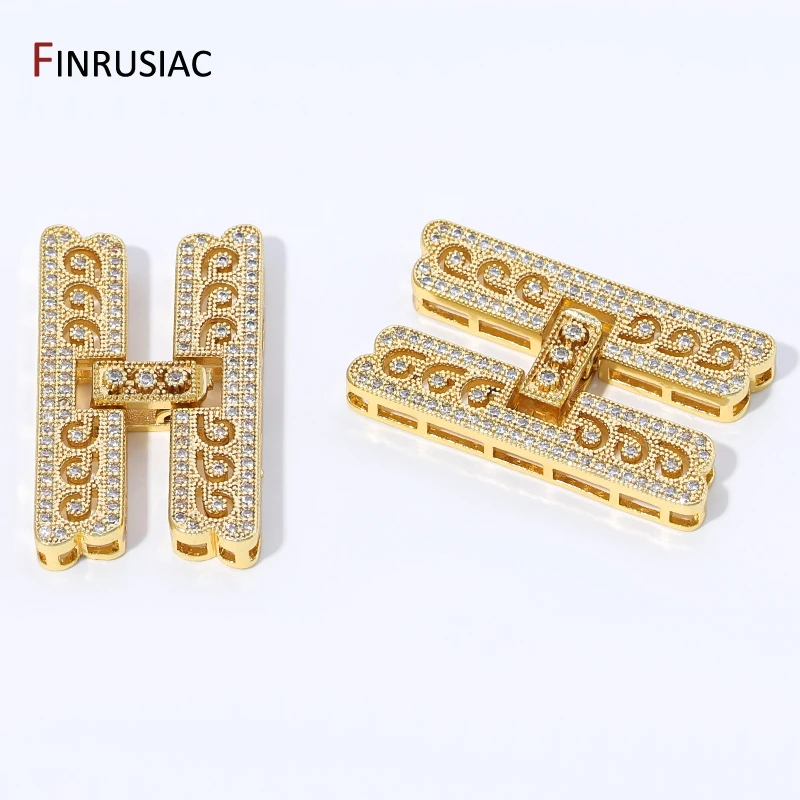 18K Gold Plated Brass Decorative Fastener Closure Clasps Connector,Multi Rows Pearl Clasps For DIY Jewelry Making Supplies