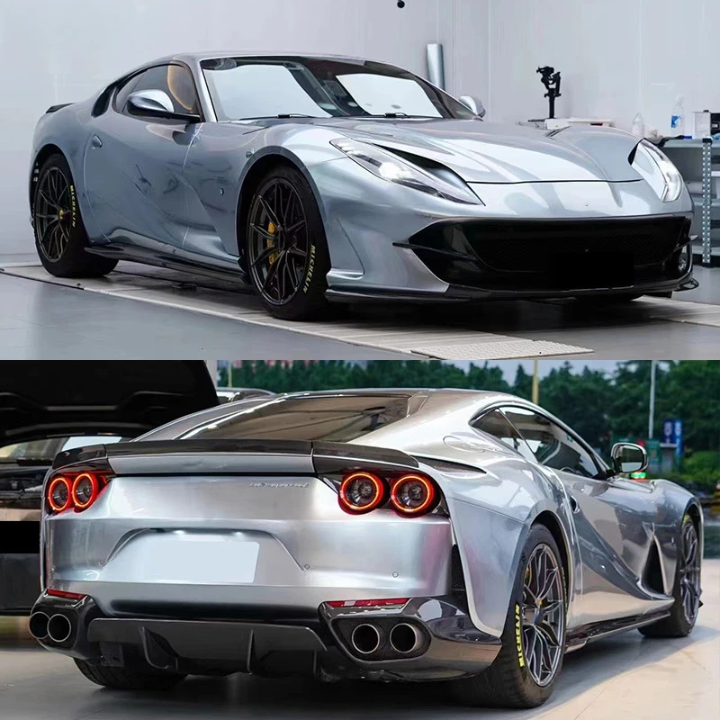 Suitable for Ferrari 812 Modified Novitec Style Tail Wing Dry Carbon Fiber Front Lip Side Skirts Rear Corner Small Surround
