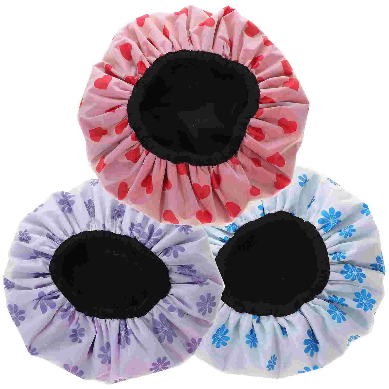 

4 Pcs Waterproof Shower Cap Caps for Women Bath Hair Cover Quick Dry Elasticity Travel