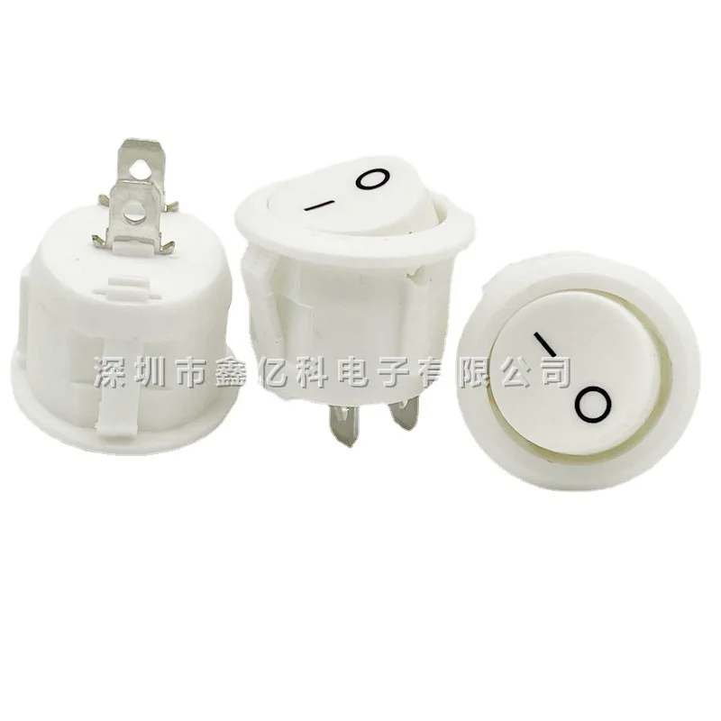 Round White Rocker Toggle Switch, 2Pins ON Off, On, Off, 20mm, KCD1, Barco, Marine, AC 250V, AC 125V, 10A, 10Pcs