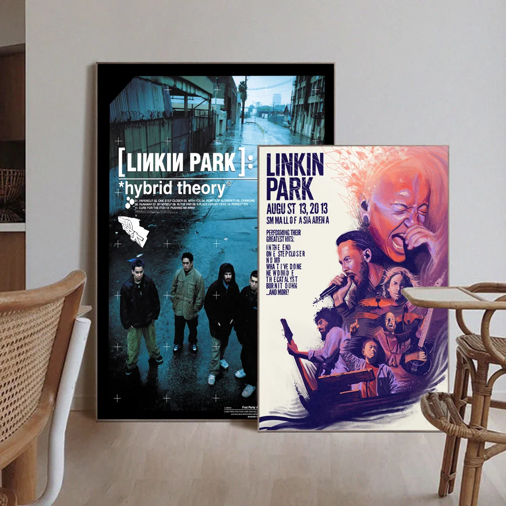 L-Linkin P-Park Poster Self-adhesive Art Poster Retro Kraft Paper Sticker DIY Room Bar Cafe Vintage Decorative Painting