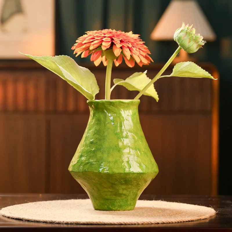 Ceramic Vase Hand-painted Flower Ware Living Room TV Cabinet Home Decoration Green Plant Vases Ornament Deracotion مزهريات