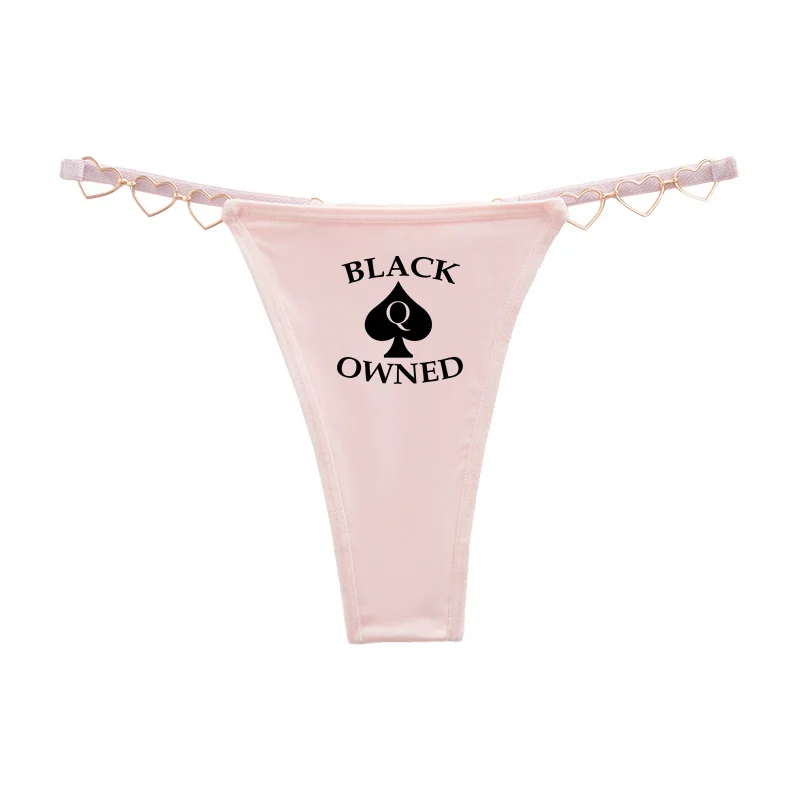 Женские трусики-стринги Spade Q Black Owned с низкой посадкой, с принтом в виде сердечек, сексуальные стринги для женщин, женское нижнее белье.