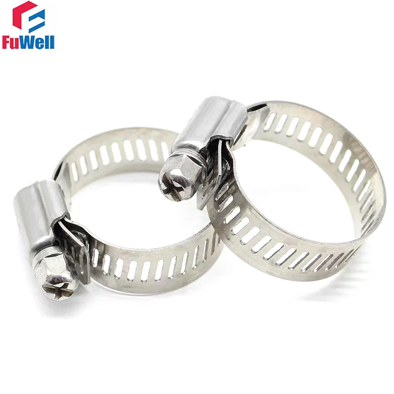 20PCS 16-25/19-29mm Stainless Steel Hose Clamp Adjustable Pipe Clamps Worm Drive Pipes Tube Clamp Clips for Plumbing Automotive