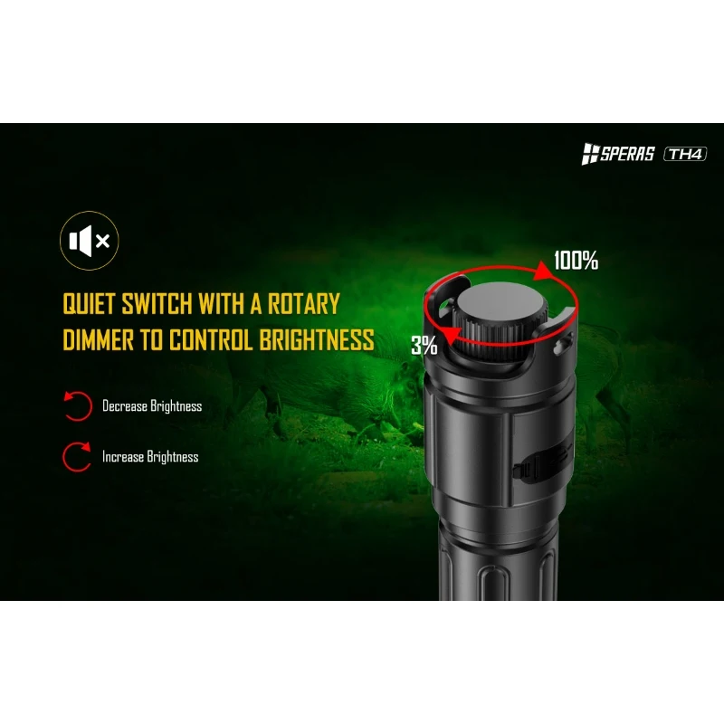 SPERAS TH4 Hunting Light 4 Color in 1Red White Green IR Zoomable Predator Flashlight with Remote Pressure Switch IPX6 Waterproor