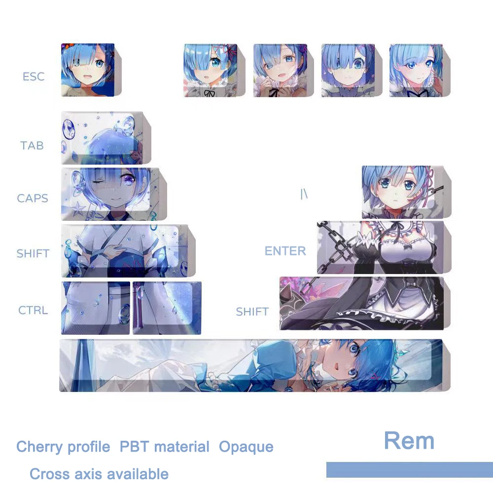 12Key/Set Arknights Keycaps Ram Anime Character Design Thermal Sublimation Cherry Profile Mechanical Keyboard Supplement Keycap