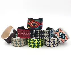 Bohemia Ethnic Creative Colorful Embroidery Jacquard Wrist Bracelet For Women Irregular Pattern Wide Bracelet Fashion Jewelry