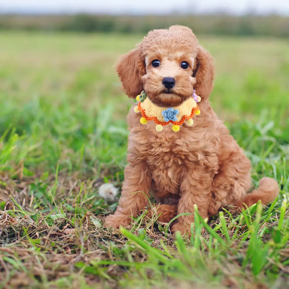 

2Pcs Pet Collar Adjustable Knitted Soft Crochet Small Dog Cat Collar Puppy Kitten Neck Decoration Fashionable Comfortable