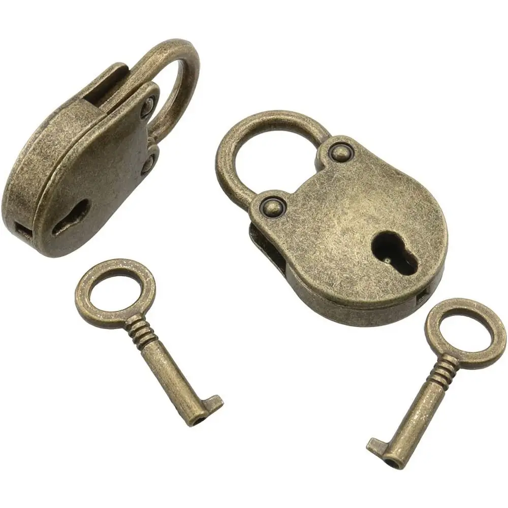 2pcs Home Decor Bronze Locks Accessories Mini Archaize Style Antique Padlock Zinc Alloy Vintage Retro Lock