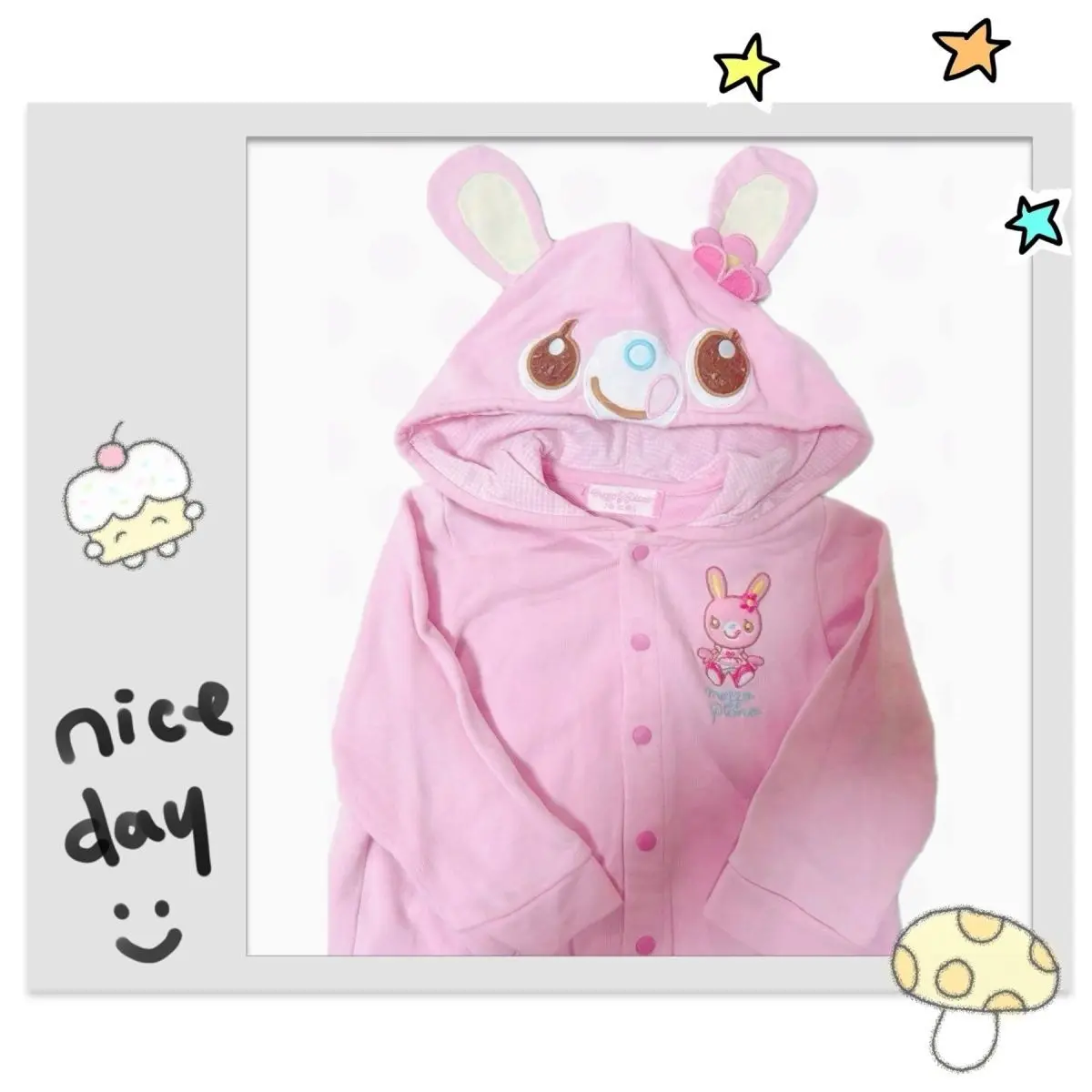 Spring and Autumn Japanese-style Sweet and Cute Soft Girl's Pink Girl's Clothing Rabbit Ear Hooded Buttoned Cardigan