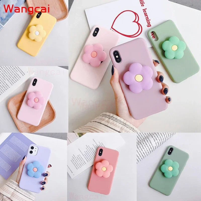 For Samsung Galaxy S10 5G M30 A40S M20 M10 A10 A60 M40 A50 A30S A50S A40 Case Flower Holder Stand Finger Ring Silicone Cover