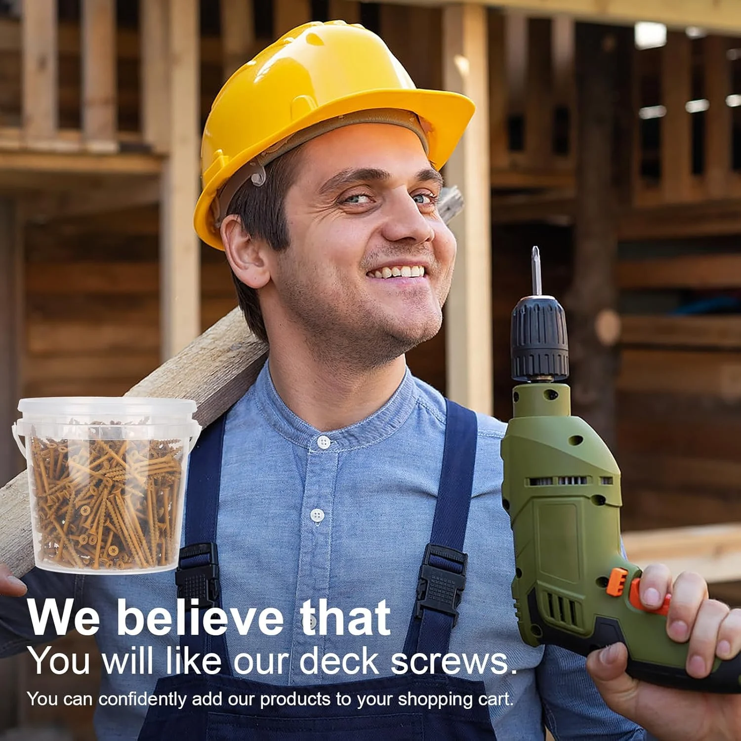 VKKM 8*1-1/2" Yellow Wood Screws Torx Head Carbon Steel - Free T25 Bit (100/300/450PCS Pack)