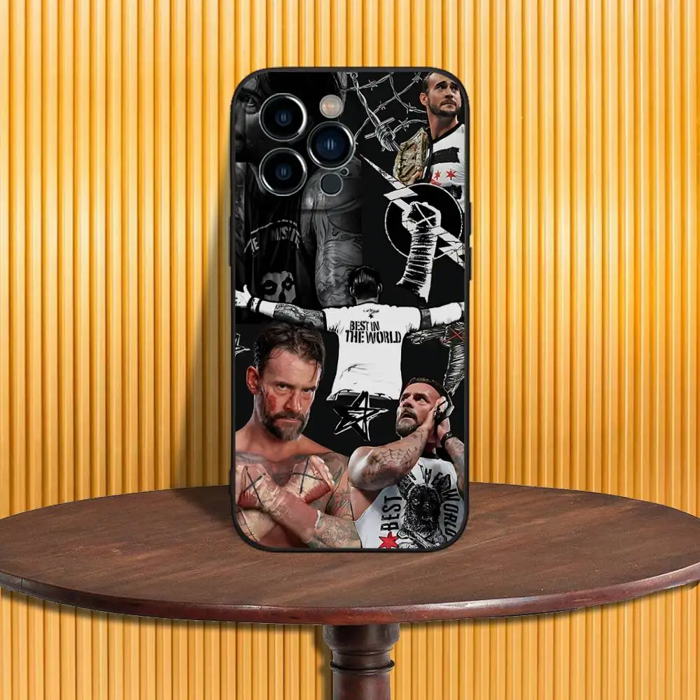 CM P-Punk WWE RAW Phone Case For iPhone 17,16,15,14,13,12,11 Pro,Max,Plus,XR,Mini,Air,E Black Full-coverage Soft Case