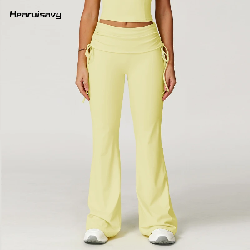 

Hearuisavy Casual Cuffed High-Waisted Yoga Flared Pants Gym Fitness Workout Bell-Bottom Trousers Push up Slim Sports Leggings