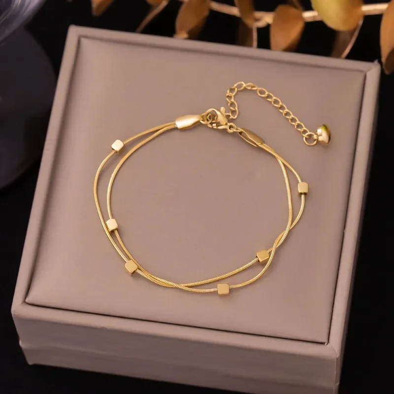 1PC Gold-color Bracelet Ladies Hip Hop Style Stainless Steel Round Sign Portrait Pendant Wide Cross Chain Jewelry Accessories