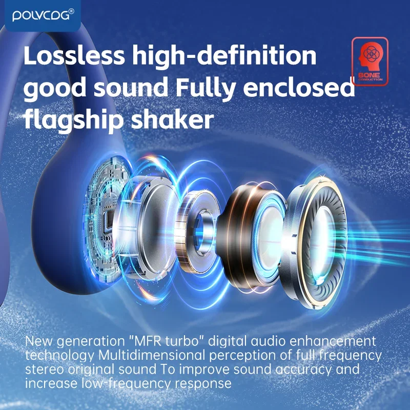 POLVCDG X7 Słuchawki Bluetooth z przewodnictwem kostnym IPX8 Słuchawki do pływania z pamięcią 32G Słuchawki sportowe do jazdy na rowerze na zewnątrz Nowość 2024 — zdjęcie produktu 5