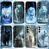 Snow White Blue Eyes Wolf  Phone Case For Samsung S25,S24,S23,S22,S21,S20,Plus,Fe,Lite,Others Black Cover
