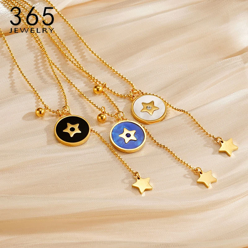 Fashion Classic Star Tassels Necklace Stainless Steel Gold Color Women's Party Brithday Festival Jewelry Gift