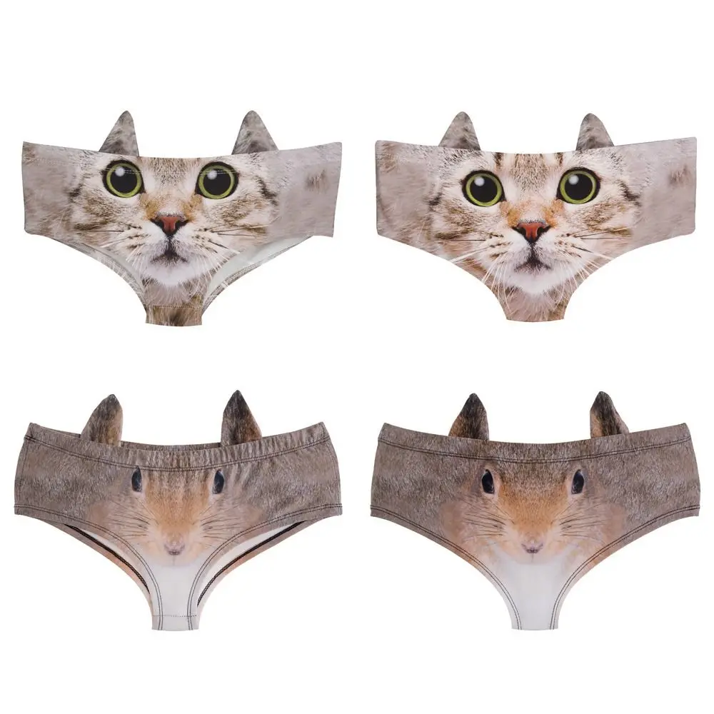 Dámské spodní prádlo s 3D potiskem zvířat, pohodlné, prodyšné, zavinovací, na zadek - náhled 5