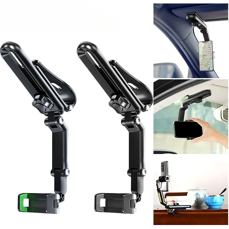 Multifunctional Universal Phone Holder for Car Sun Visor Bathroom 360° Rotating Cell Phone Holder Sun Visor Phone Holder