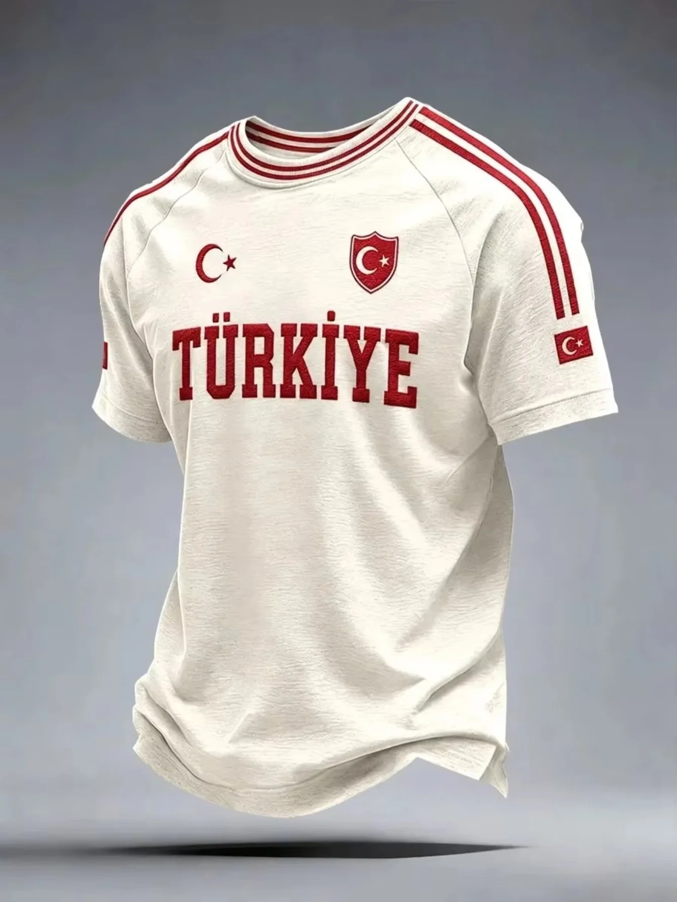Türkiye Vintage Concept Soccer Jersey Fans Commemorative Casual T-shirt 3D Printing Quick Drying Men's Sports Training Top