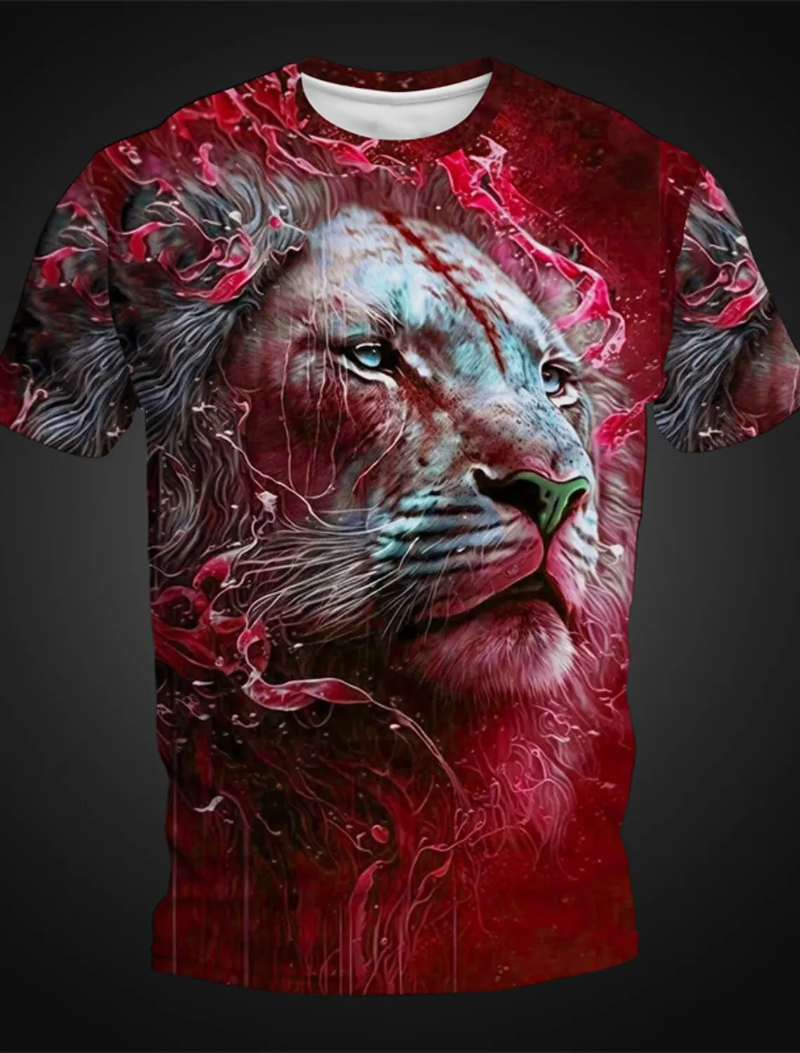 2024 Summer T shirt For Men Lion Graphics 3D Print Fashion Short Sleeve O-neck T-shirt Men's Clothing Casual t-shirts Streetwear image 4