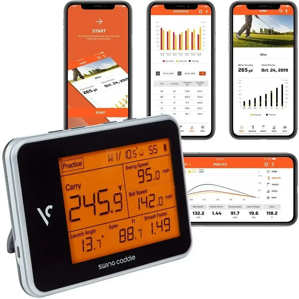 Portable Golf Launch Monitor, Caddy Swing Caddy sc300, 4 Freee 2023 Voz, Desconto de verão, 50% Hot Sales