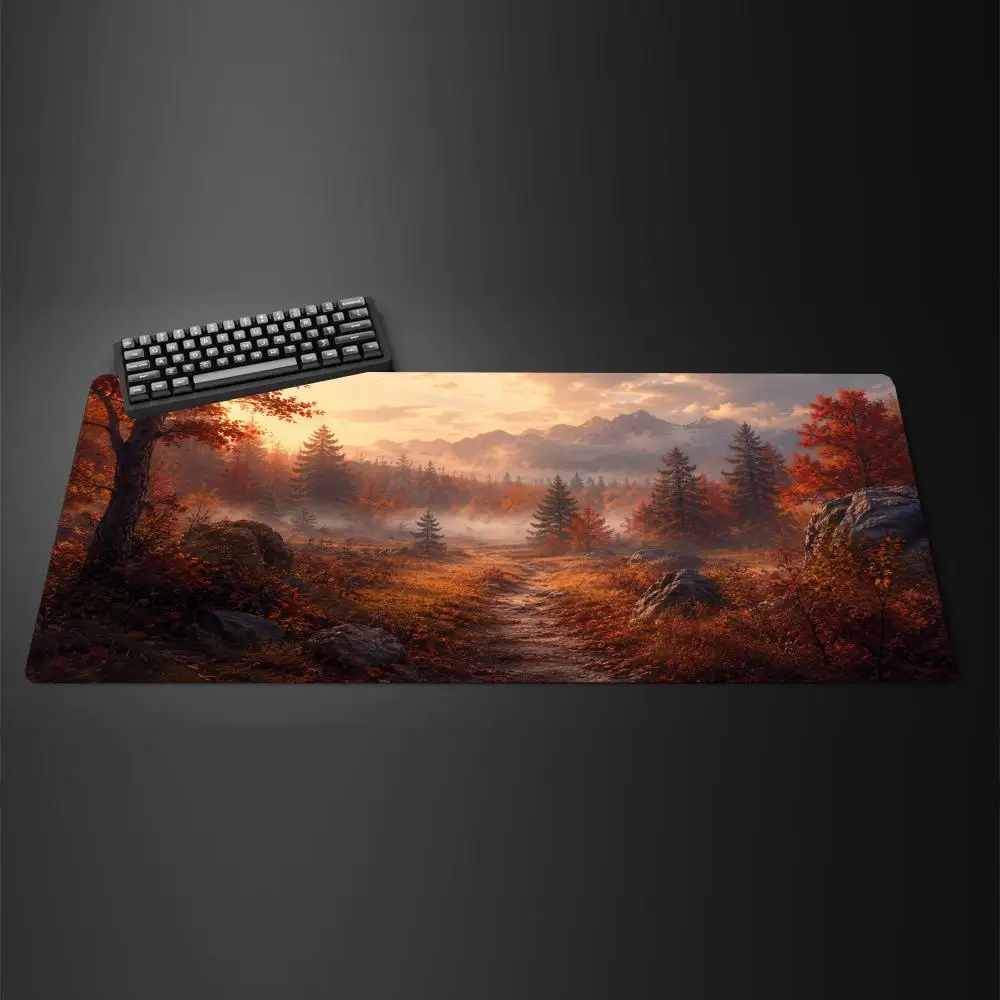 Misty Night Mountain Lake Under Bright Full Moon Star Sky Nature Landscape Large Gaming Mouse Pad Anti Slip Office Desk Mat