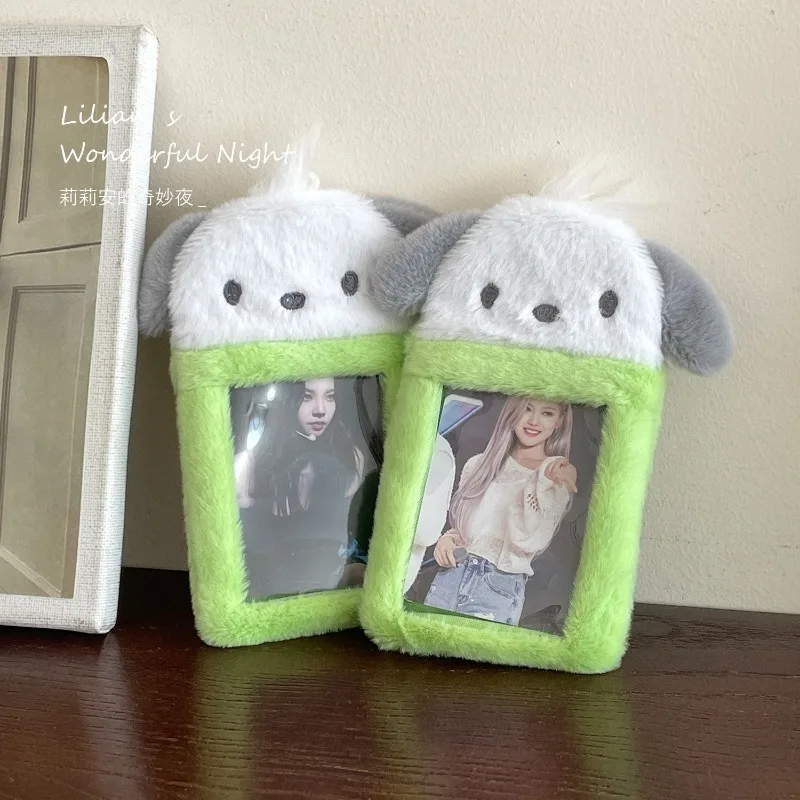 Kawaii Sanrio Pochacco Plush Card Card Case Keychain Cartoon Meal Card Bus holder Photo Card Display Sleeves Bag Pendant Gifts