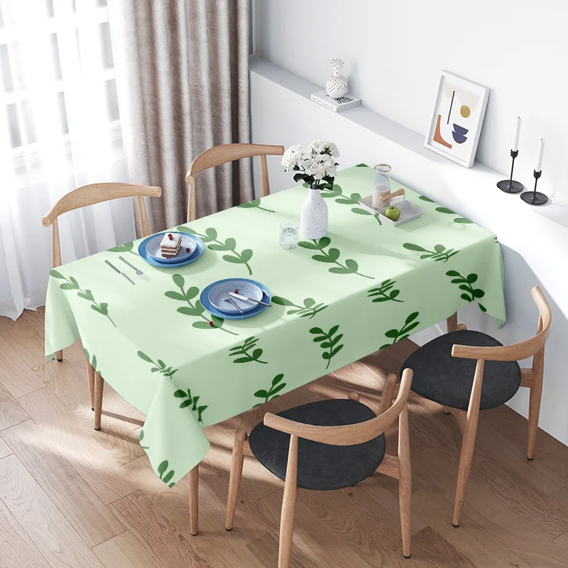 

Green Leaves Tablecloth: Modern Stylish Dining Table Cover for Home Decor Washable and Durable Fabric Multiple Sizes Available (