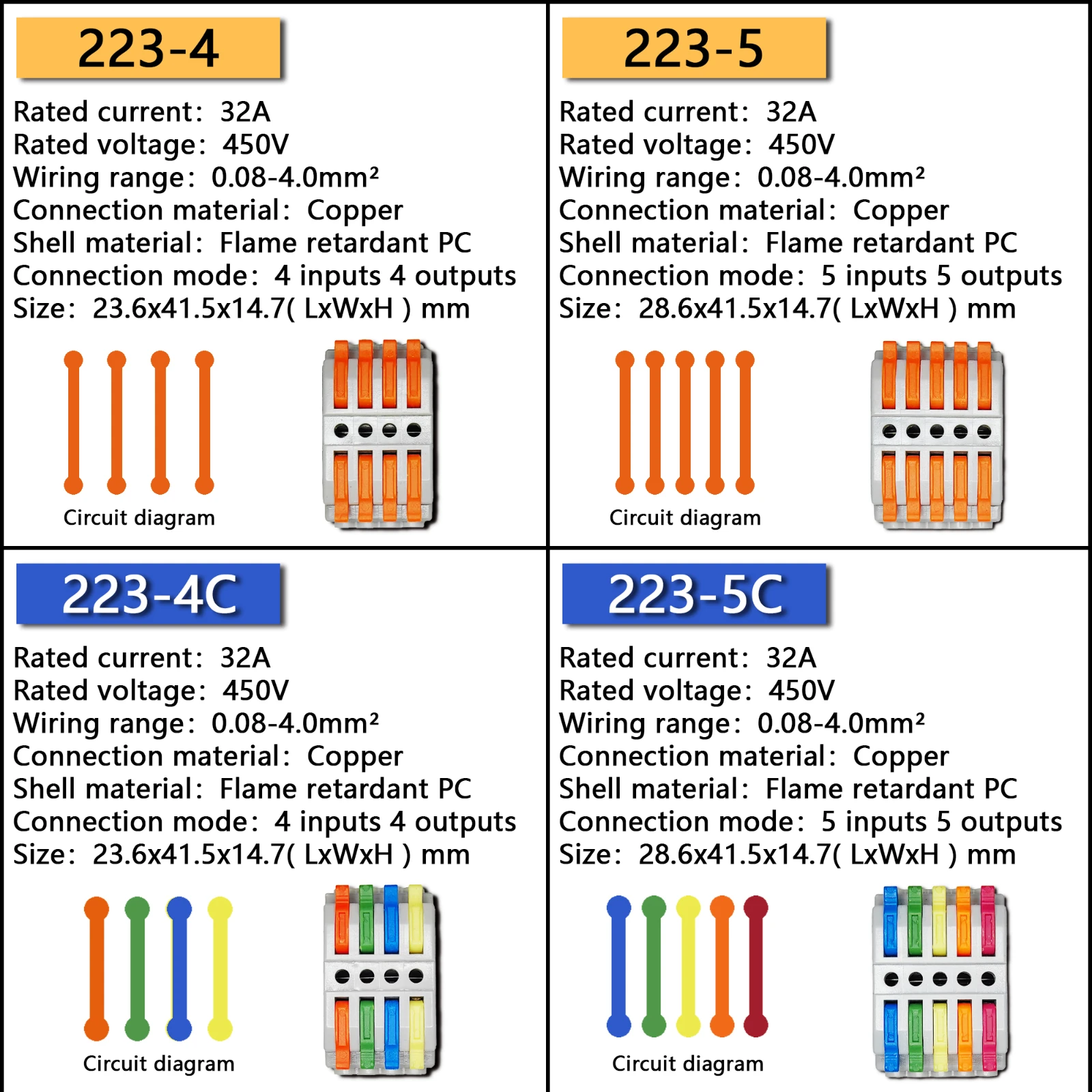 Docking cabo conectores, conectores de fio, rápido, fiação universal, condutores compactos, Push-in Terminal Block, LED, 2-15PIN, 424