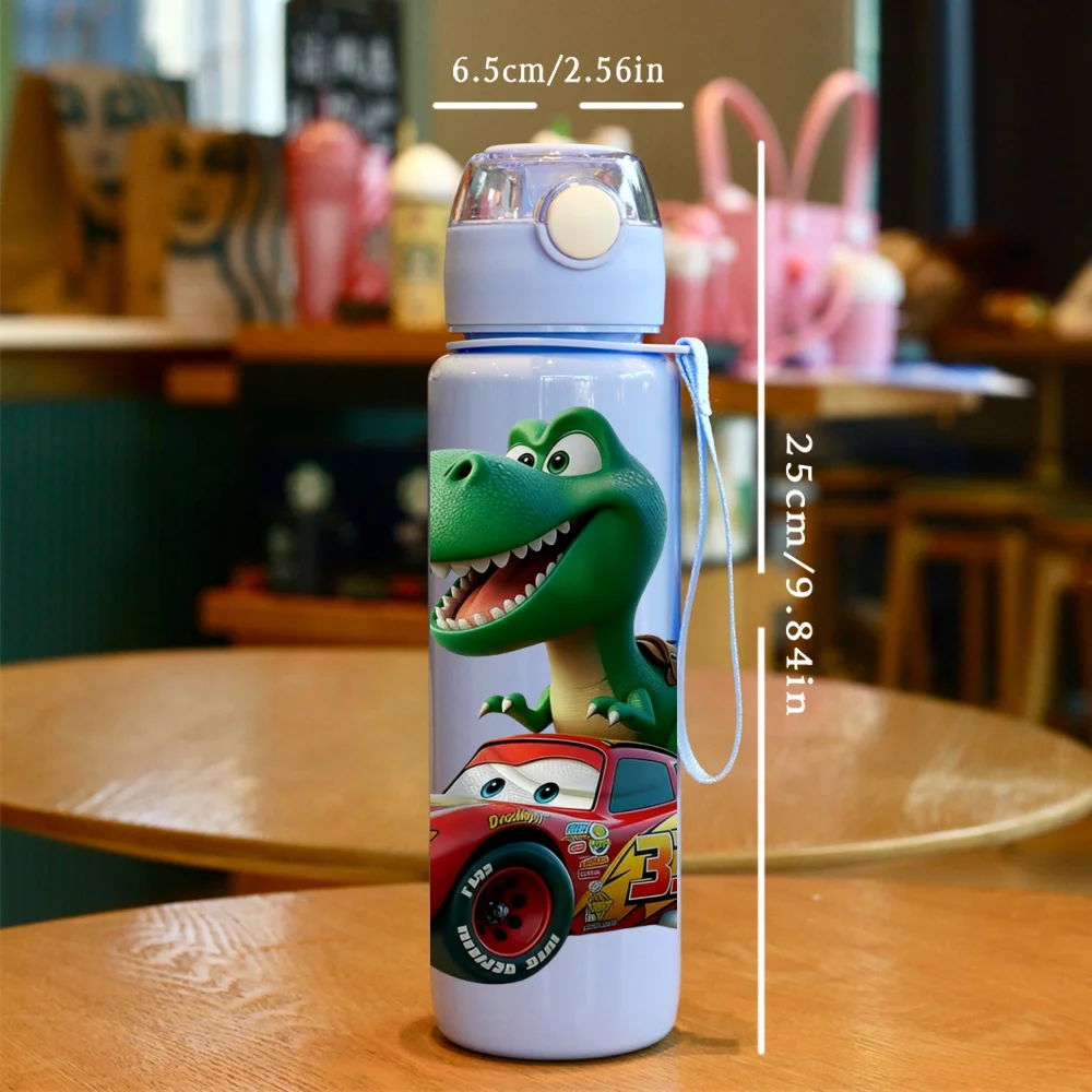 زجاجة مياه كرتونية ثلاثية الأبعاد بتصميم ديناصور وسيارة من ديزني - لطيفة وذات سعة كبيرة، مفضلة لدى الأطفال، هدية مثالية، مقاومة للبهتان