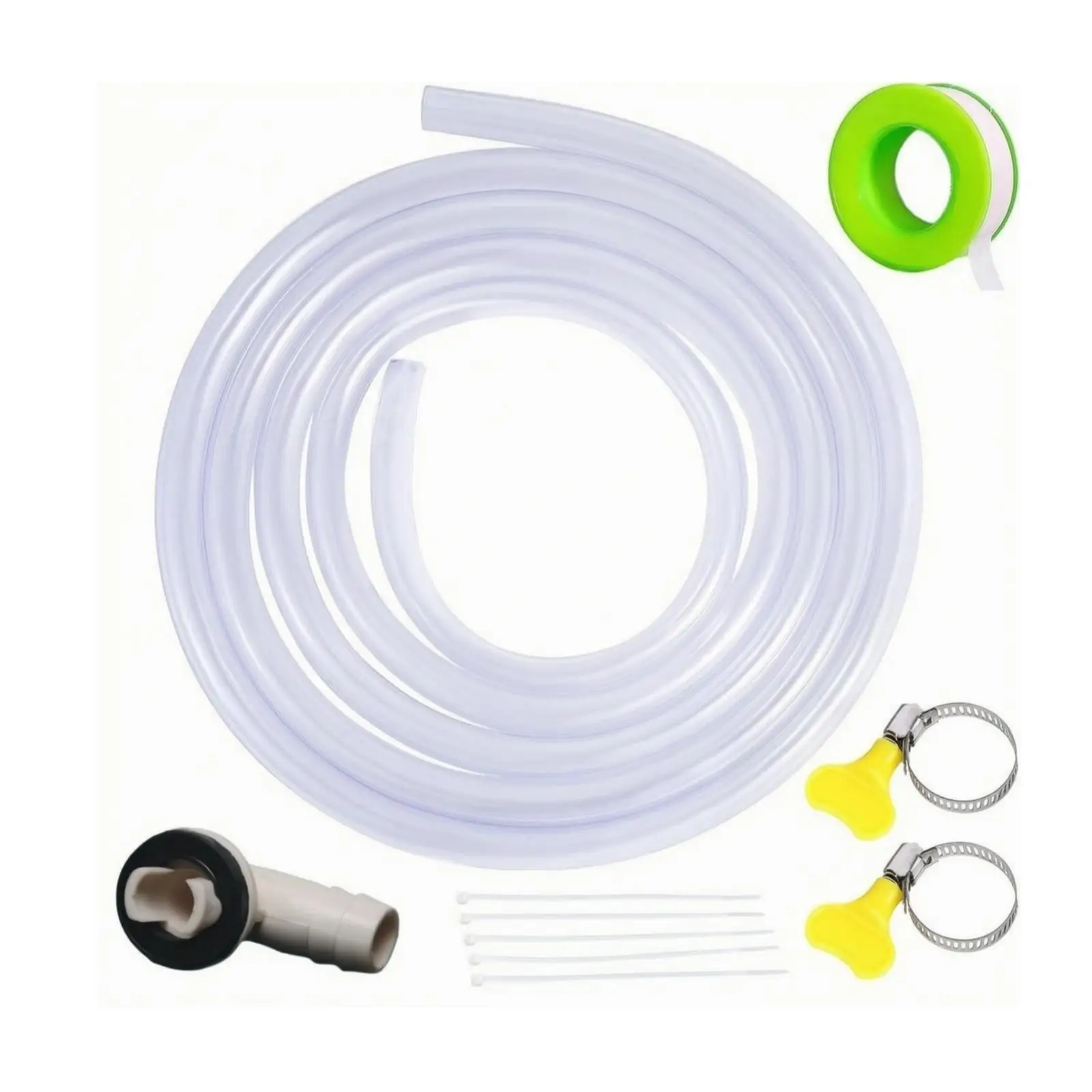 Universal AC Condensate Drain Hose with Fittings and Zip Ties for Portable Air Conditioner Leak Prevention