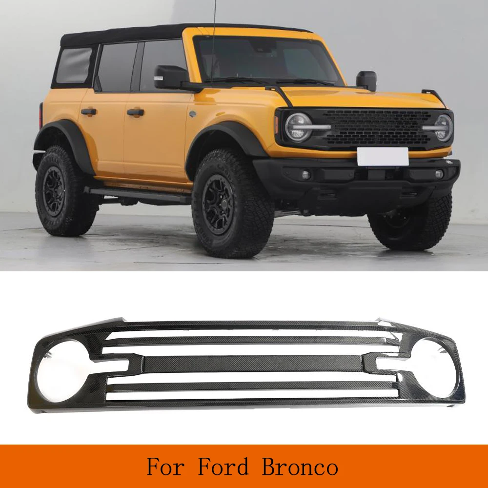 

Car Front Bumper Carbon Fiber Grille For Ford Bronco 2021-2023 Auto Accessories Car Racing Grills Replacement Style Front Grill