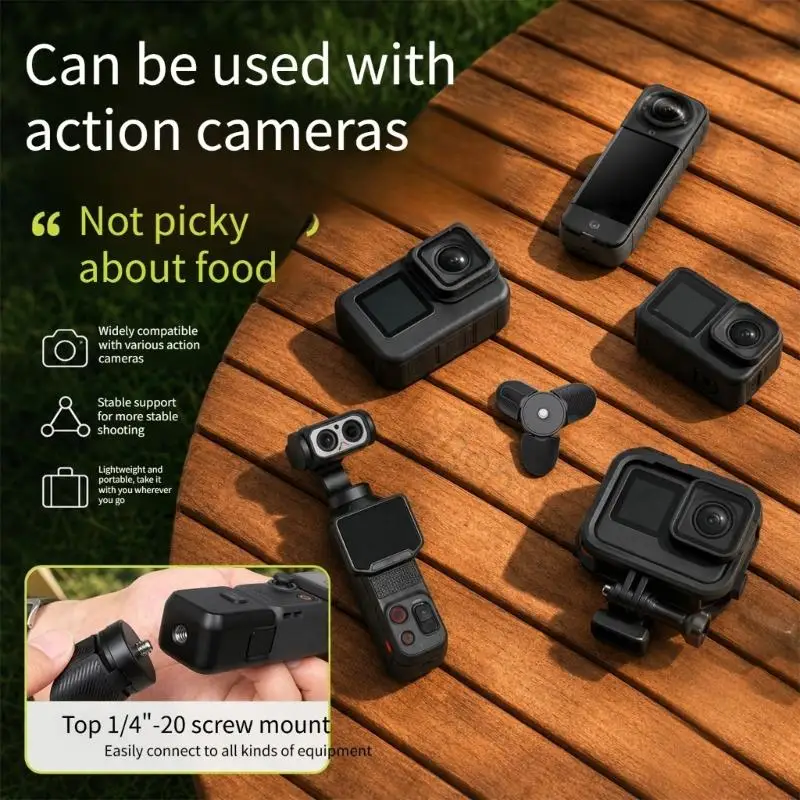 96BA Schreibtisch-Videokamera-Ständer, Selfie-Stick für Action-Kameras mit klappbaren Beinen, Mini-1/4-Zoll-Schraubhalterung für – Detail 9