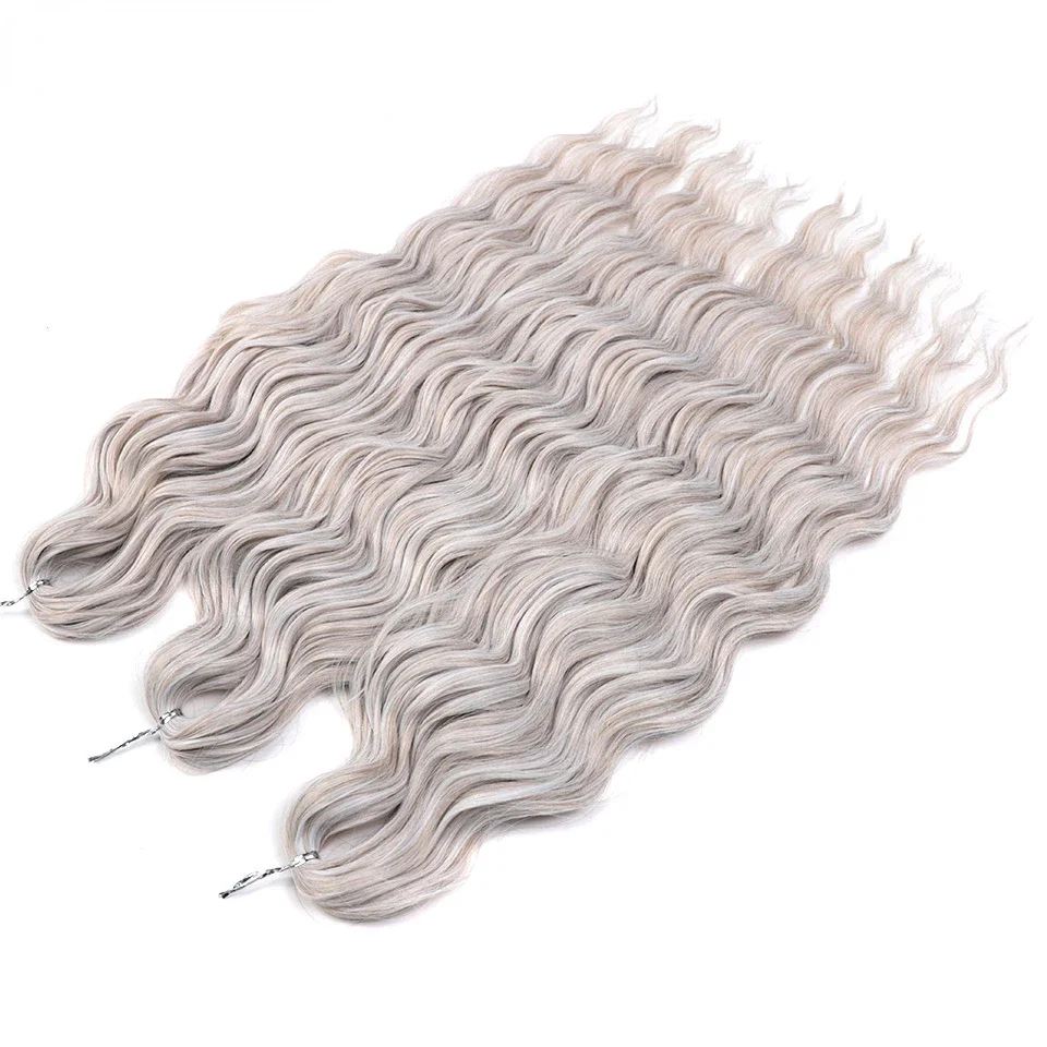 Anna Cabelo-Sintético Loose Deep Wave Trança Extensões, Água Braid Onda, Ombre Loira, Torção Crochet, Cabelo Encaracolado, 150g, 24"