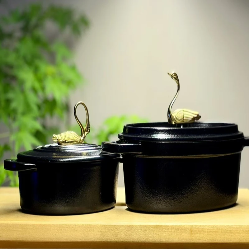 Creative Elegant Swan Shaped Brass Pot Lid Handle Light Luxury American Jewelry Box Handle European Candy Box Handle