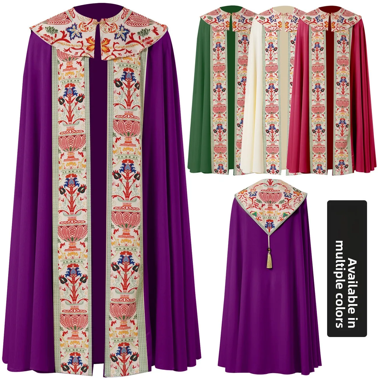 

Medieval Court Cowl Neck Robe Stage Performance Costume Halloween Party Performance Cloak Women's Ethnic Wear Tunic Top