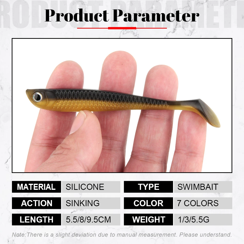 Spinpoler Soft Plastic Swimbait Fishing Lure Minnow Paddle Tail Double Color Bass Lure For Bass Trout Crappie Panfish Bluegill