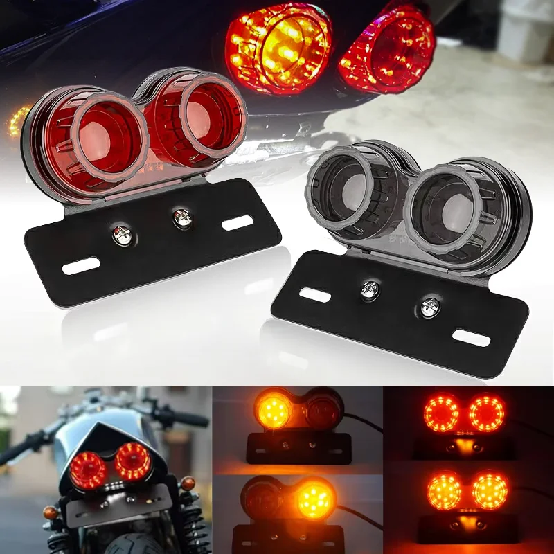 

Universal 12V LED Motorcycle Tail Light Brake Signal Light with Integrated License Plate Bracket for Motorbikes