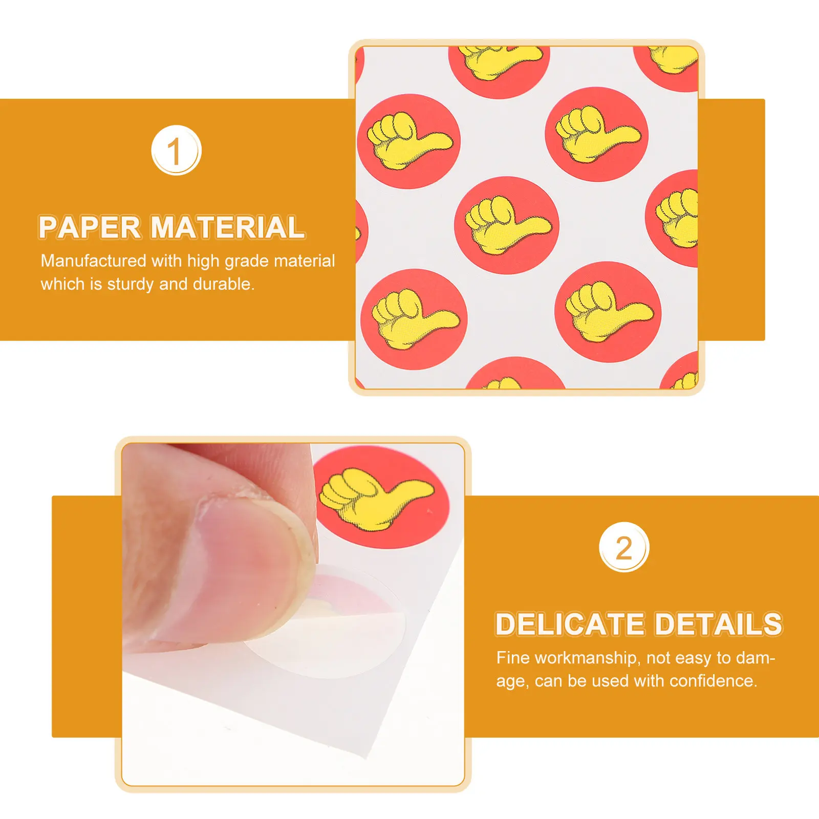 50Sheets Reward Stickers Thumbs-Up Pattern Self-Adhesive Students Kindergarten Home Decoration Labels Thumbs-Up Stickers
