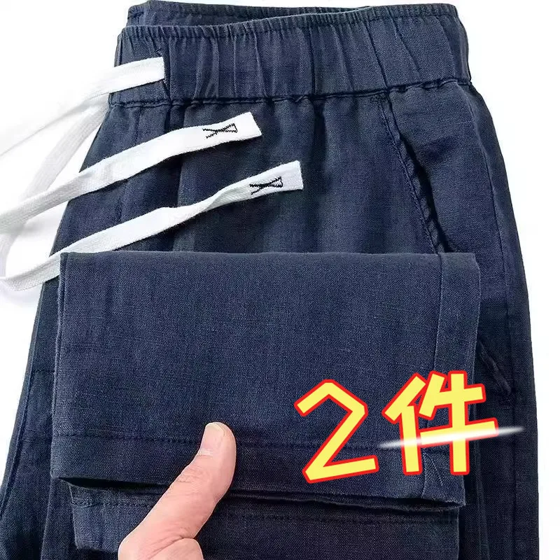 

Loose Cotton Linen Straight Leg Pants Women Summer Thin Casual Large Size Nine Points Loose Fit Long Trousers