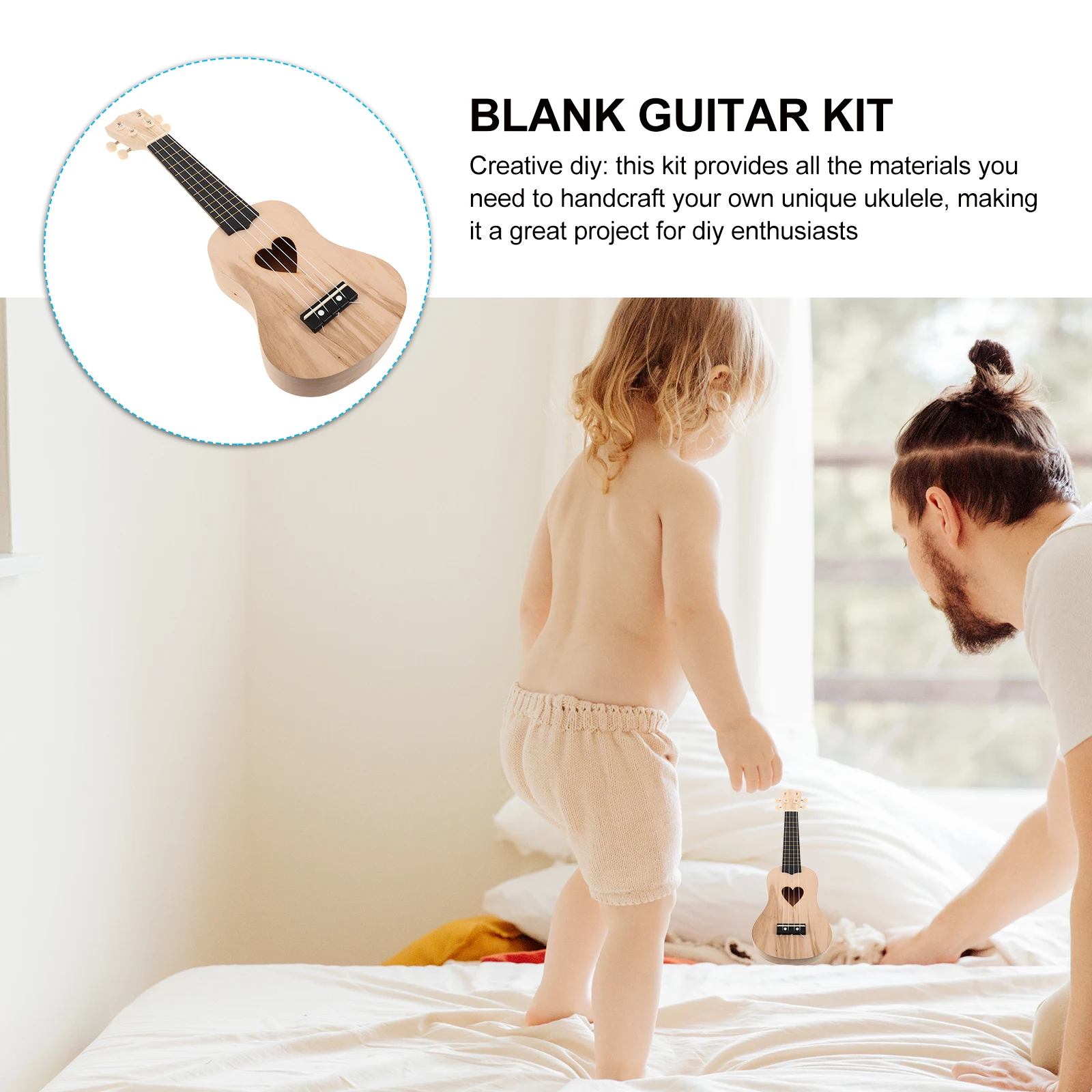 

1 set 1 Set Diy Ukulele Kit Handmade Wooden Instrument Craft Building Set Unpainted Small Guitar Assembly Supplies Kids Adults