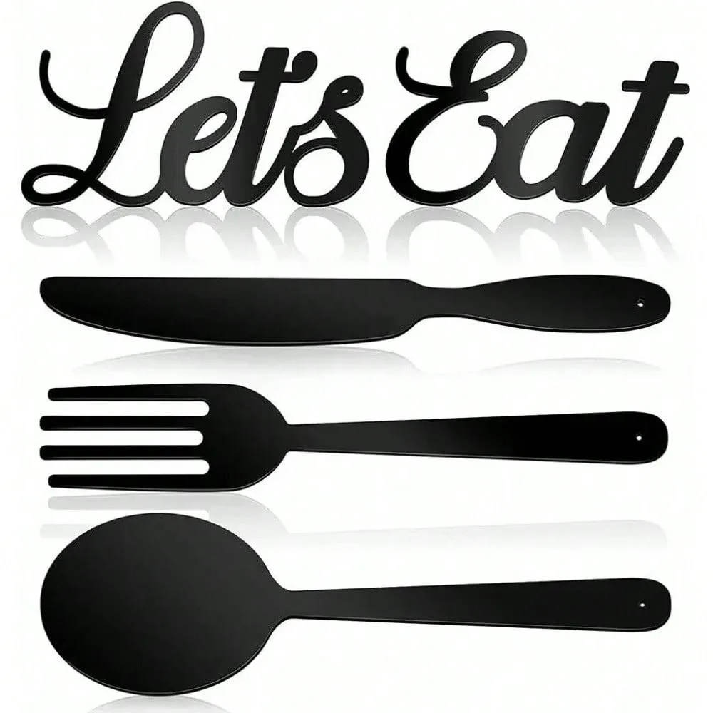 

Vintage Kitchen Wall Art Set of 5 Fork Spoon Knife Metal Signs Farmhouse Decor Rustic Hanging Plaque