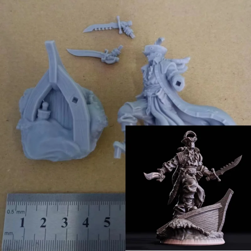

Pirate Captain Full Resin Figure Girl 1/24 Scale 75mm Assemble Miniatures Model Kit Unassembled Unpainted Diorama Toys