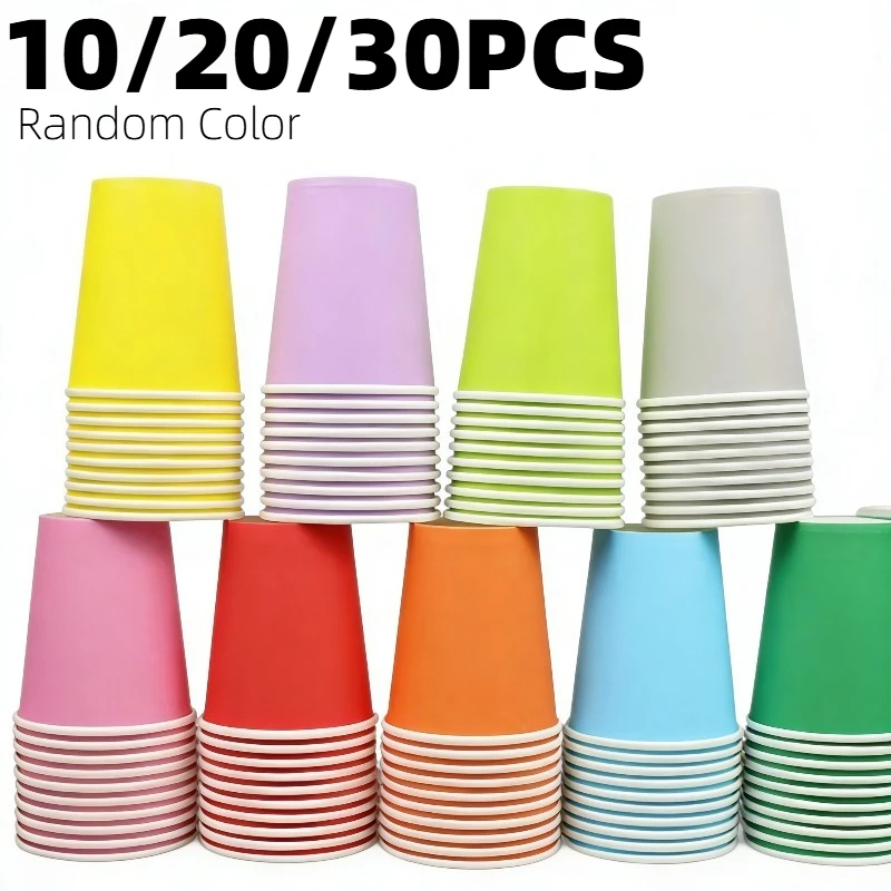 Vasos desechables de colores, vasos de papel de colores para acampar, Picnics, bebidas, té, café, suministros para fiesta de cumpleaños y boda, 10/20/30 Uds.