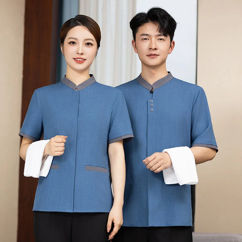 Hotel quarto de hóspedes propriedade shopping limpeza pessoal uniforme manga curta limpeza tia conjunto uniforme de limpeza para homem e mulher