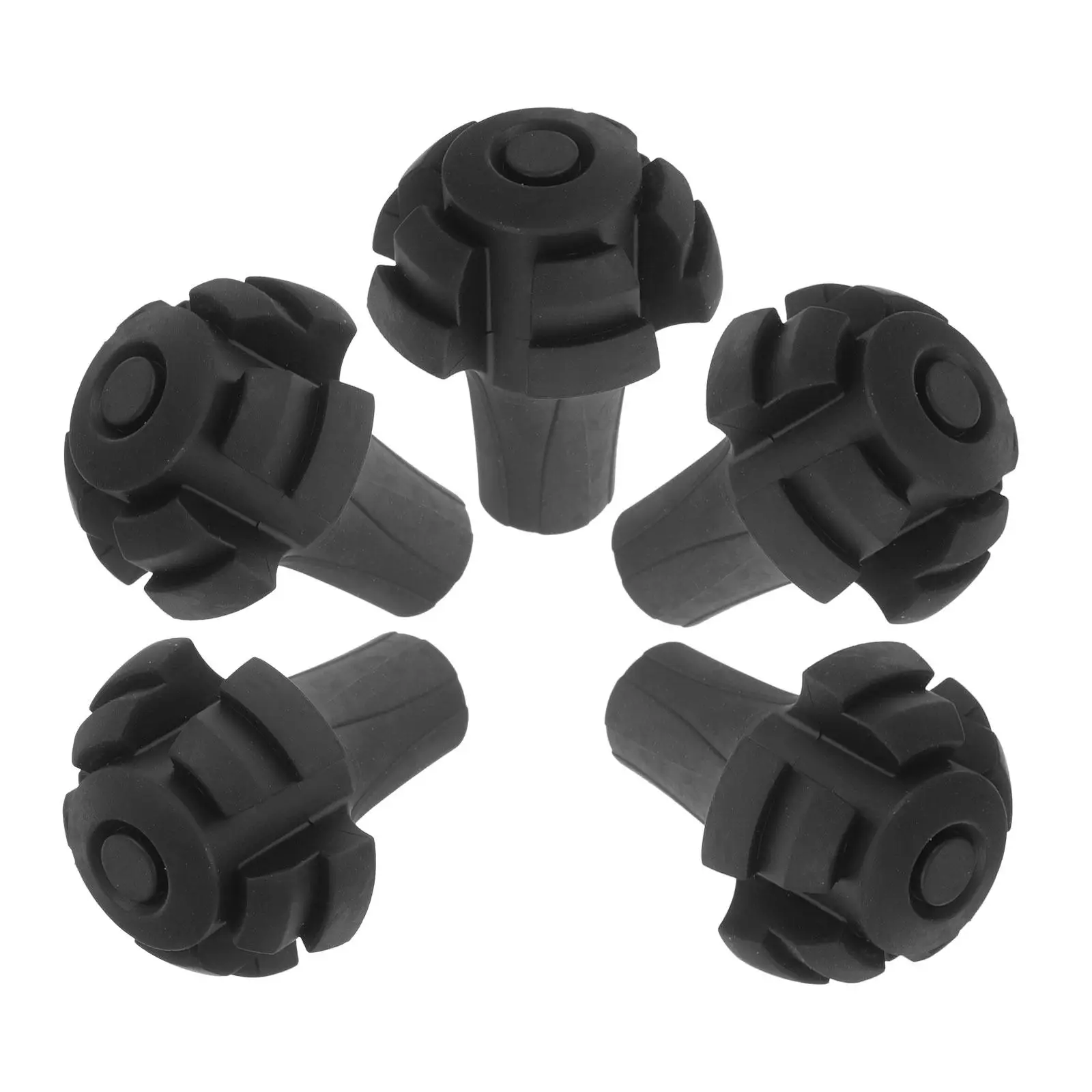 5Pcs Trekking Pole Tips Replacement Protectors Shock Absorption Non-Slip PVC Feet Hiking Walking Stick Accessories 11Mm Hole