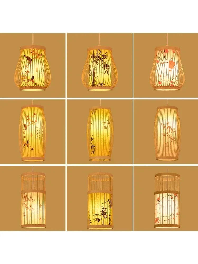 Lustre en bambou Style chinois chambre B & B hôtel salon nouveau Style chinois lanterne Hot Pot Restaurant lampes en bambou